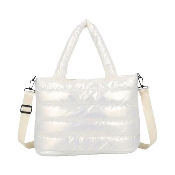 Soft Quilted Medium Tote Bag in White - Picture 1 of 7